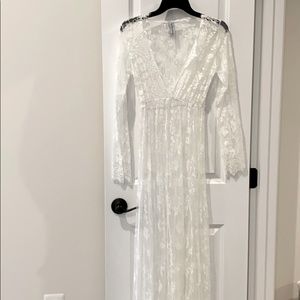 Sheer White Lace Maternity Photoshoot Dress